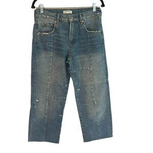 Women's Zara Premium‎ Denim Distressed Patchwork Cropped Jeans Size 4